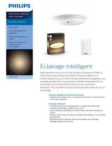 Product information | Philips Hue Struana plafonnier Blanc Plafonnier Product fiche | Fixfr