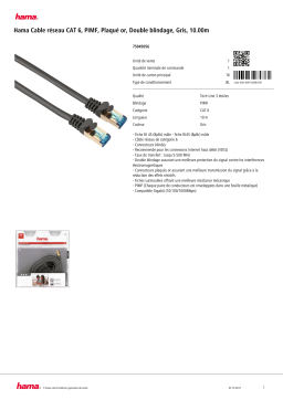 Hama Cable 10m CAT6 Câble Ethernet Product fiche