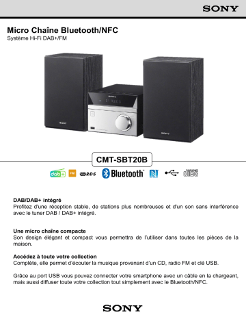 Product information | Sony CMT-SBT20B Chaîne HiFi Product fiche | Fixfr