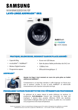 Samsung WW8NK52E0V Lave linge hublot Product fiche