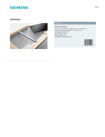 Product information | Siemens HZ 394301 Barrette de jonction Product fiche | Fixfr