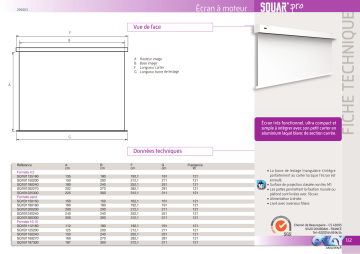 Product information | Oray SQUARE PRO 187x300 Ecran de projection Product fiche | Fixfr