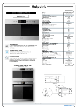 Hotpoint MN212IX Micro ondes encastrable Product fiche