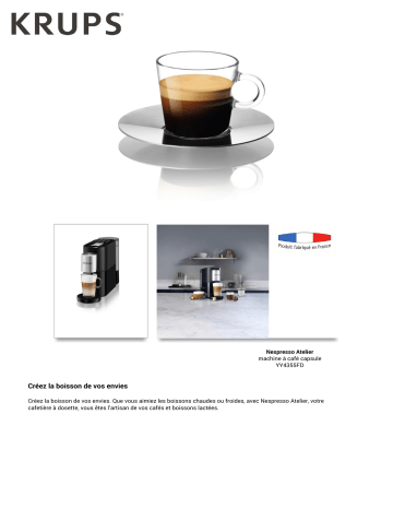 Product information | Krups NESPRESSO ATELIER NOIR YY4355FD Nespresso Product fiche | Fixfr