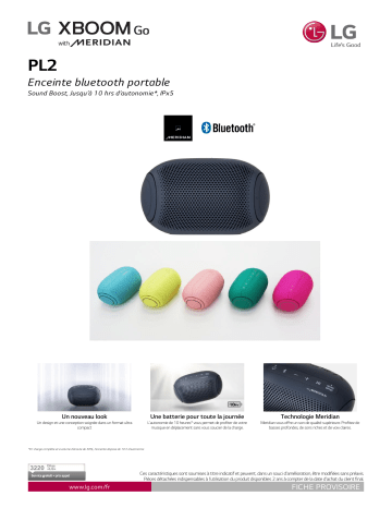 Product information | LG XBOOM Go PL2 Dark Blue Enceinte Bluetooth Product fiche | Fixfr