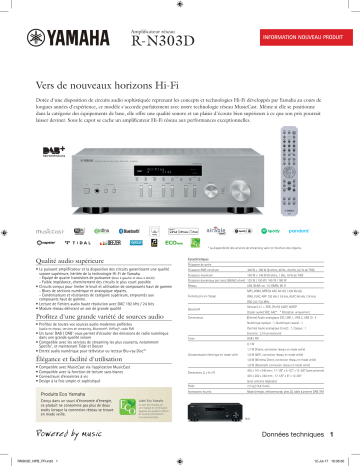 Product information | Yamaha MusicCast R-N 303D silver Amplificateur HiFi Product fiche | Fixfr