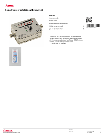 Product information | Hama satellite avec afficheur LED Pointeur satellite Product fiche | Fixfr