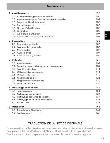 Manuel du propriétaire | Smeg SF4390MCX Four encastrable Owner's Manual | Fixfr