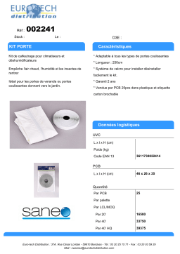 Saneo pour porte coulissante Kit calfeutrage Product fiche