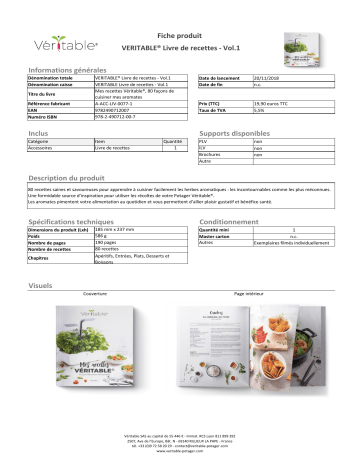 Product information | Veritable de recettes Livre de cuisine Product fiche | Fixfr