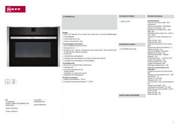 Product information | Neff C17UR02N0 N70 Micro ondes encastrable Product fiche | Fixfr