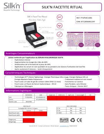 Product information | Silk'n FACETITE RITUAL 6 en 1 Appareil anti rides Product fiche | Fixfr