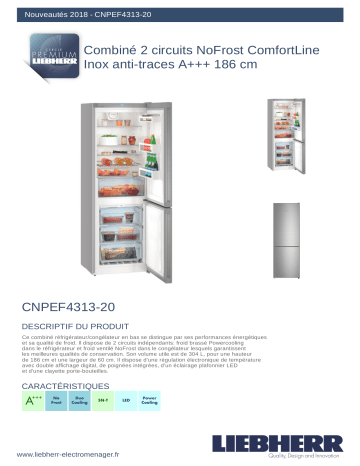 Product information | Liebherr CNPef4313-22 Réfrigérateur combiné Product fiche | Fixfr