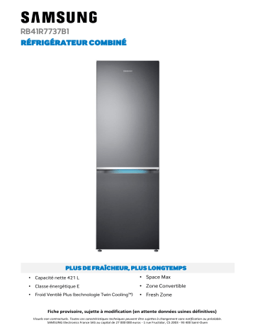 Product information | Samsung RB41R7737B1 Réfrigérateur combiné Product fiche | Fixfr