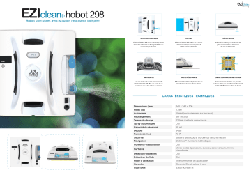 Product information | E.Zicom HOBOT 298 Robot Lave vitre Product fiche | Fixfr