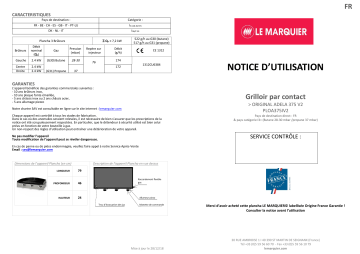 Owner's manual | Le Marquier Original Adela 375 Inox V2 Plancha gaz Manuel du propriétaire | Fixfr