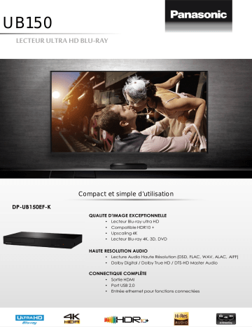 Product information | Panasonic DP-UB150EF-K Lecteur Blu-Ray 4K Manuel utilisateur | Fixfr