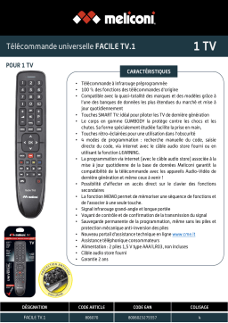 Meliconi Facile TV.1 Télécommande universelle Product fiche