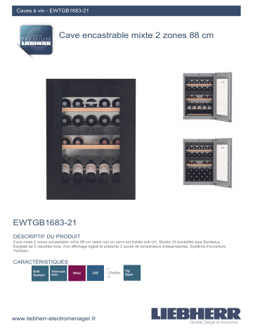 Product information | Liebherr EWTgb1683-21 Cave à vin polyvalente Product fiche | Fixfr