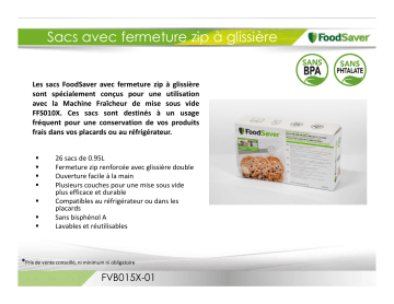 Product information | Food Saver FVB015X-01 sacs avec fermeture zip Sac de conservation Product fiche | Fixfr