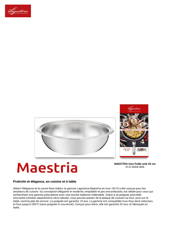 Product information | Lagostina MAESTRIA 26cm inox Product fiche | Fixfr