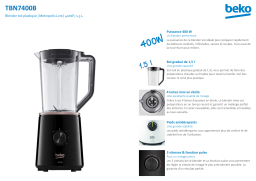 Beko TBN7400B Metropolis line Blender Product fiche