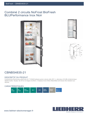 Product information | Liebherr CBNbs4835-21 Réfrigérateur combiné Product fiche | Fixfr