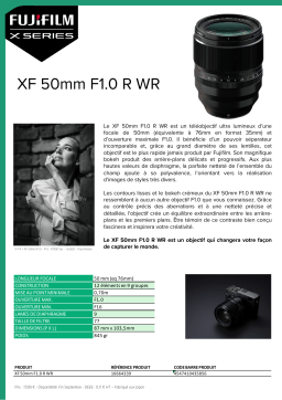 Fujifilm XF 50mm F1.0 R WR Objectif pour Hybride Product fiche