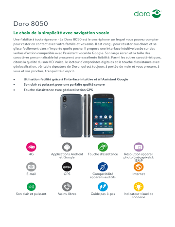 Product information | Doro 8050 Gris Smartphone Product fiche | Fixfr