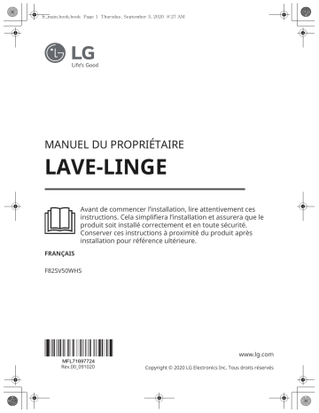 Manuel du propriétaire | LG F82SV50WHS Lave linge hublot Owner's Manual | Fixfr