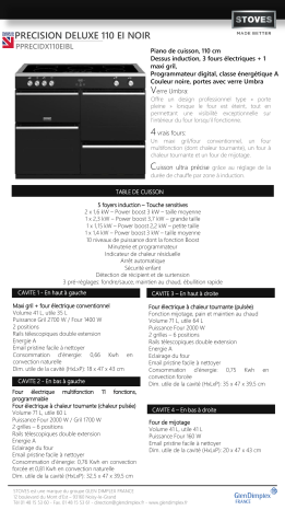 Product information | Stoves PPRECIDX110EIBL Piano de cuisson induction Product fiche | Fixfr