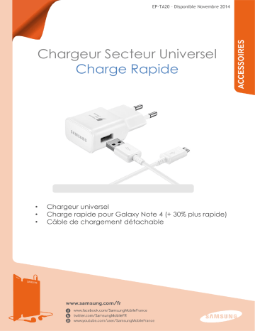 Product information | Samsung 2A + Micro USB Blanc Chargeur secteur Product fiche | Fixfr