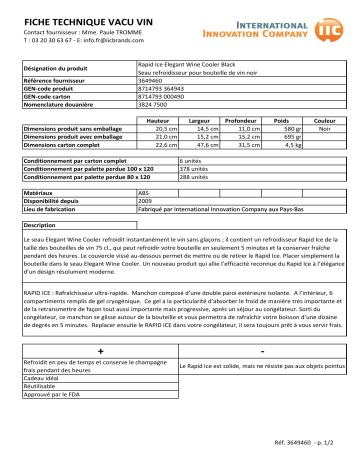 Product information | Vacuvin rafraichisseur à vin Noir Seau à champagne Product fiche | Fixfr