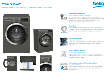 Product information | Beko WTE7736XC2M Lave linge compact Manuel utilisateur | Fixfr