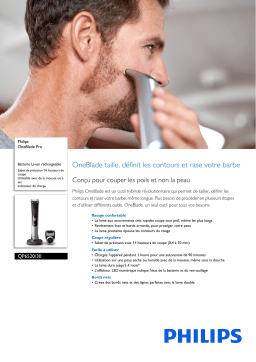 Philips OneBlade QP6520/30 Tondeuse barbe Product fiche