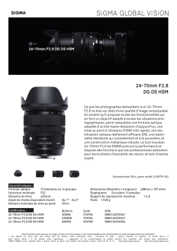 Sigma 24-70mm F2.8 DG OS HSM Art Nikon Objectif pour Reflex Product fiche