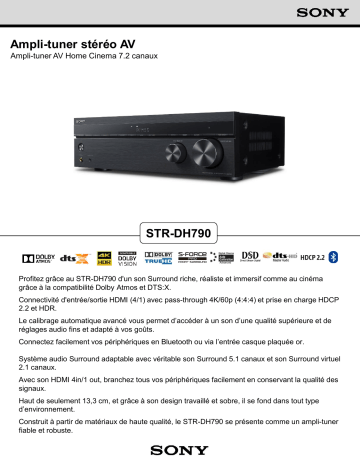 Product information | Sony STRDH790 Ampli Home Cinema Product fiche | Fixfr