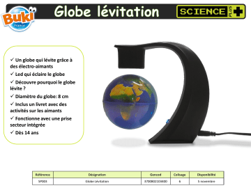 Product information | Buki Globe Lévitation Globe terrestre Product fiche | Fixfr