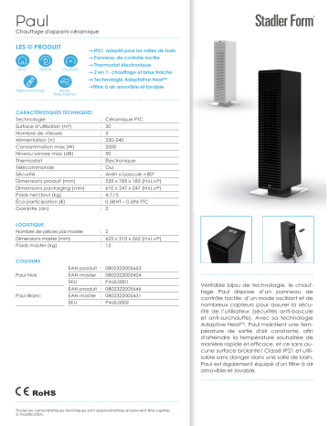 Product information | Stadler Form PAUL Noir Chauffage soufflant Product fiche | Fixfr