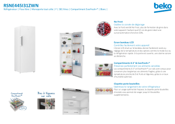 Product information | Beko RSNE445I31ZWN Réfrigérateur 1 porte Manuel utilisateur | Fixfr