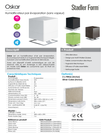 Product information | Stadler Form Oskar Noir Humidificateur Product fiche | Fixfr