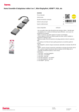 Hama 6 en 1 USB-C Mini-DisplayPort HDMI Adaptateur HDMI/USB-C Product fiche