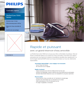 Product information | Philips PSG7028/30 PerfectCare Serie 7000 Centrale vapeur Product fiche | Fixfr