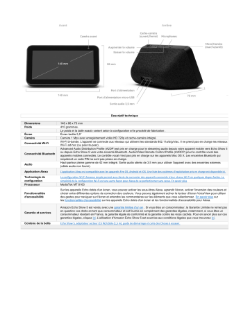 Echo Show 5 Noir | Product information | Amazon Echo Show 5 Blanc Assistant vocal Product fiche | Fixfr