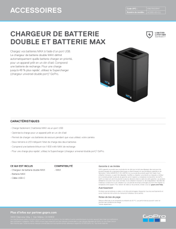Product information | Gopro Double + Batterie pour Max Chargeur Product fiche | Fixfr