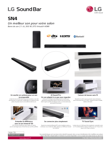 Product information | LG SN4 Barre de son Product fiche | Fixfr