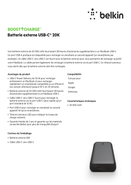Belkin 20 000 mAH 30W 1xUSB blanc Batterie externe Product fiche