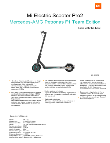 Product information | Xiaomi Pro2 Mercedes AMG FR Mi Electric Scooter Trottinette électrique Product fiche | Fixfr