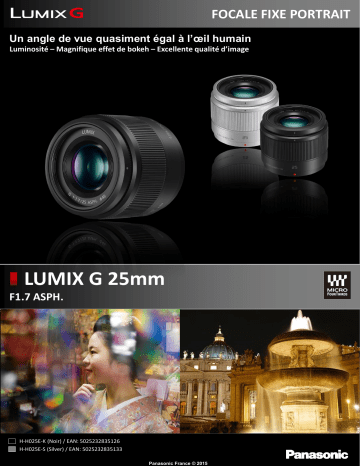 Product information | Panasonic 25mm f/1.7 silver Lumix G Objectif pour Hybride Product fiche | Fixfr