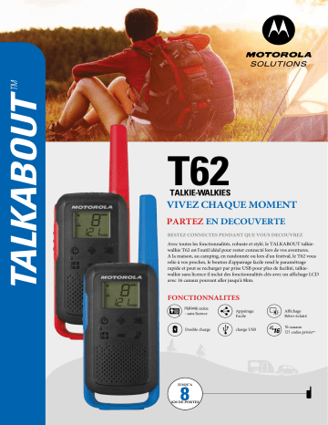 Product information | Motorola TALKABOUT T62 Talkie Product fiche | Fixfr